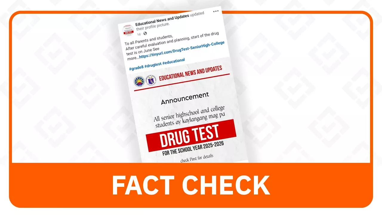 FACT CHECK: Post on mandatory drug test for students not from DepEd, CHED