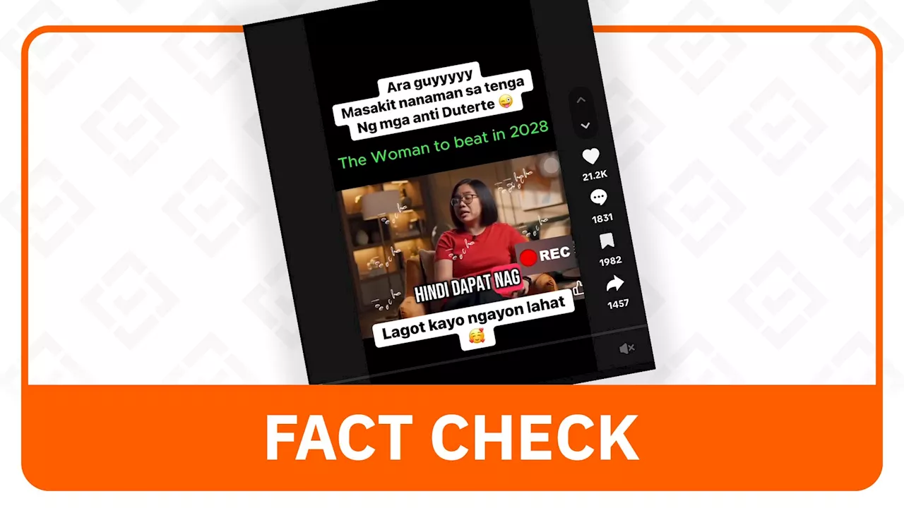 FACT CHECK: Video on Sara Duterte as the ‘woman to beat in 2028’ is AI-generated