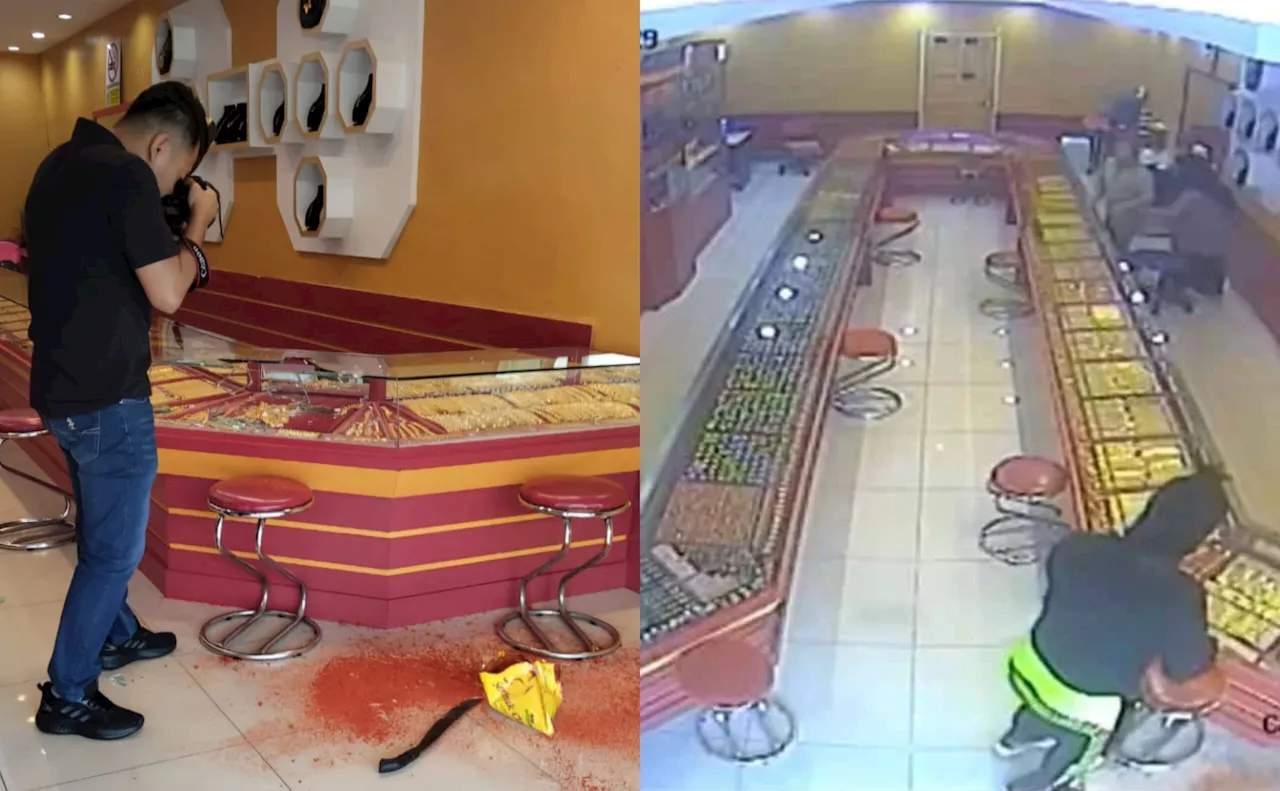 Lelaki Bertopeng Campak Serbuk Cili Sebelum Rompak Kedai Emas