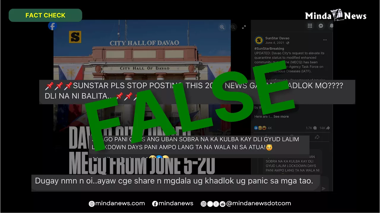 Recycled SunStar Davao posts on quarantines were algorithm ‘Ups’ and were old news