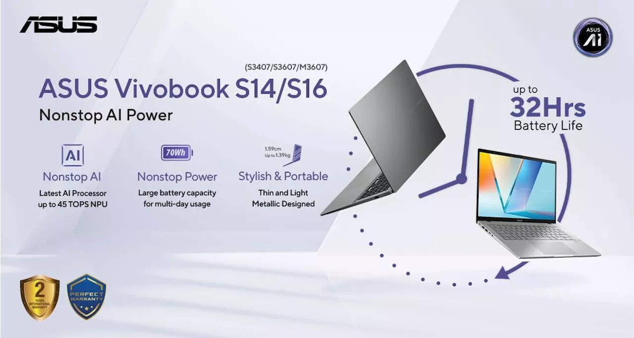 Vivobook S16: 32 hours nonstop AI performance