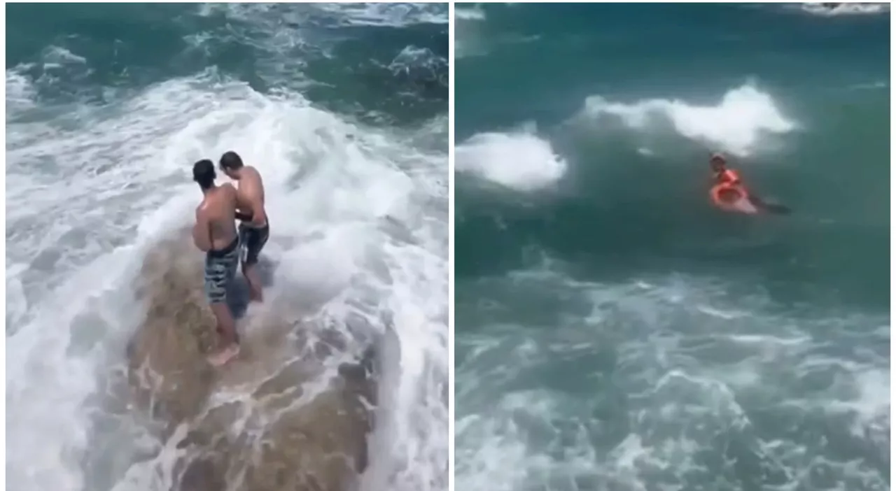 Bloccati su uno scoglio per il mare agitato, due ragazzi salvati da un soccorritore della Guardia Costiera a n