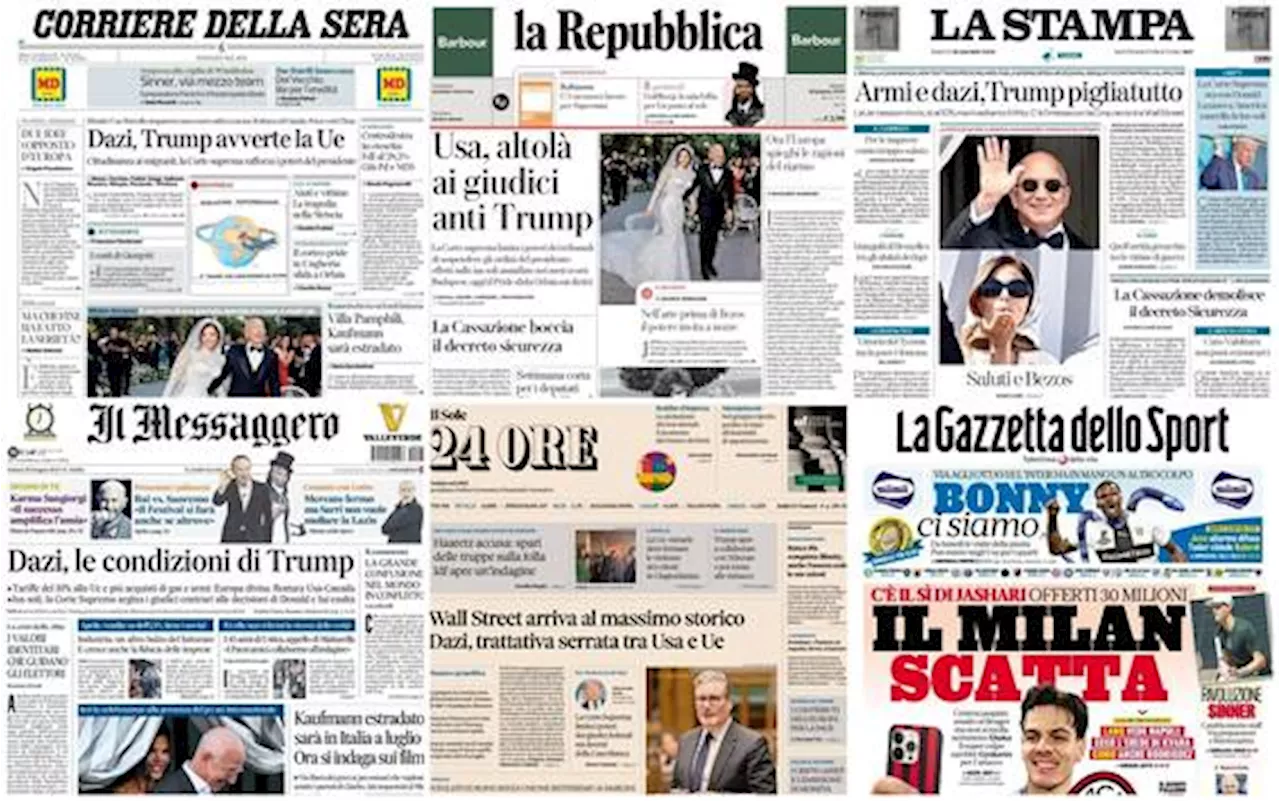 Le prime pagine dei quotidiani di oggi 28 giugno: la rassegna stampa di Sky TG24