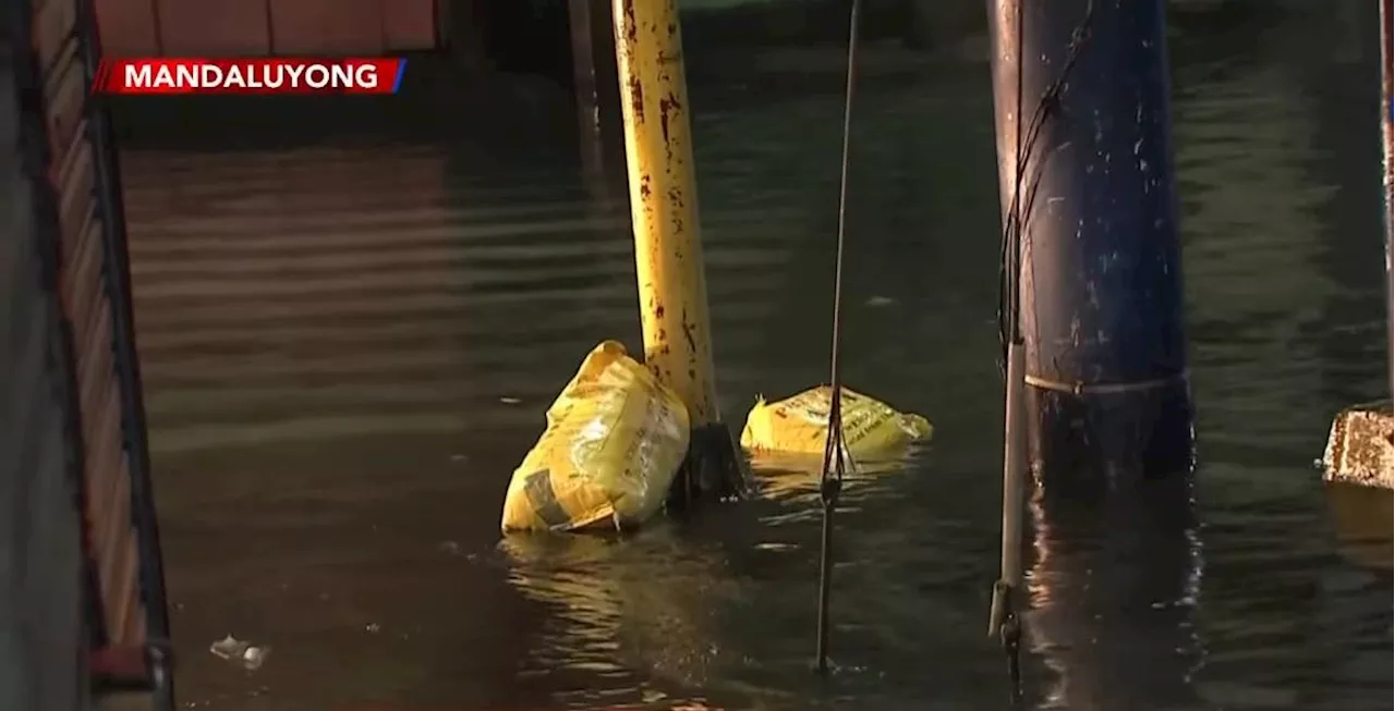 Rains bring floods to Mandaluyong streets