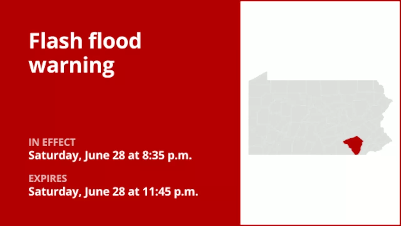 Flash flood warning issued for Lancaster County until Saturday night due to thunderstorms