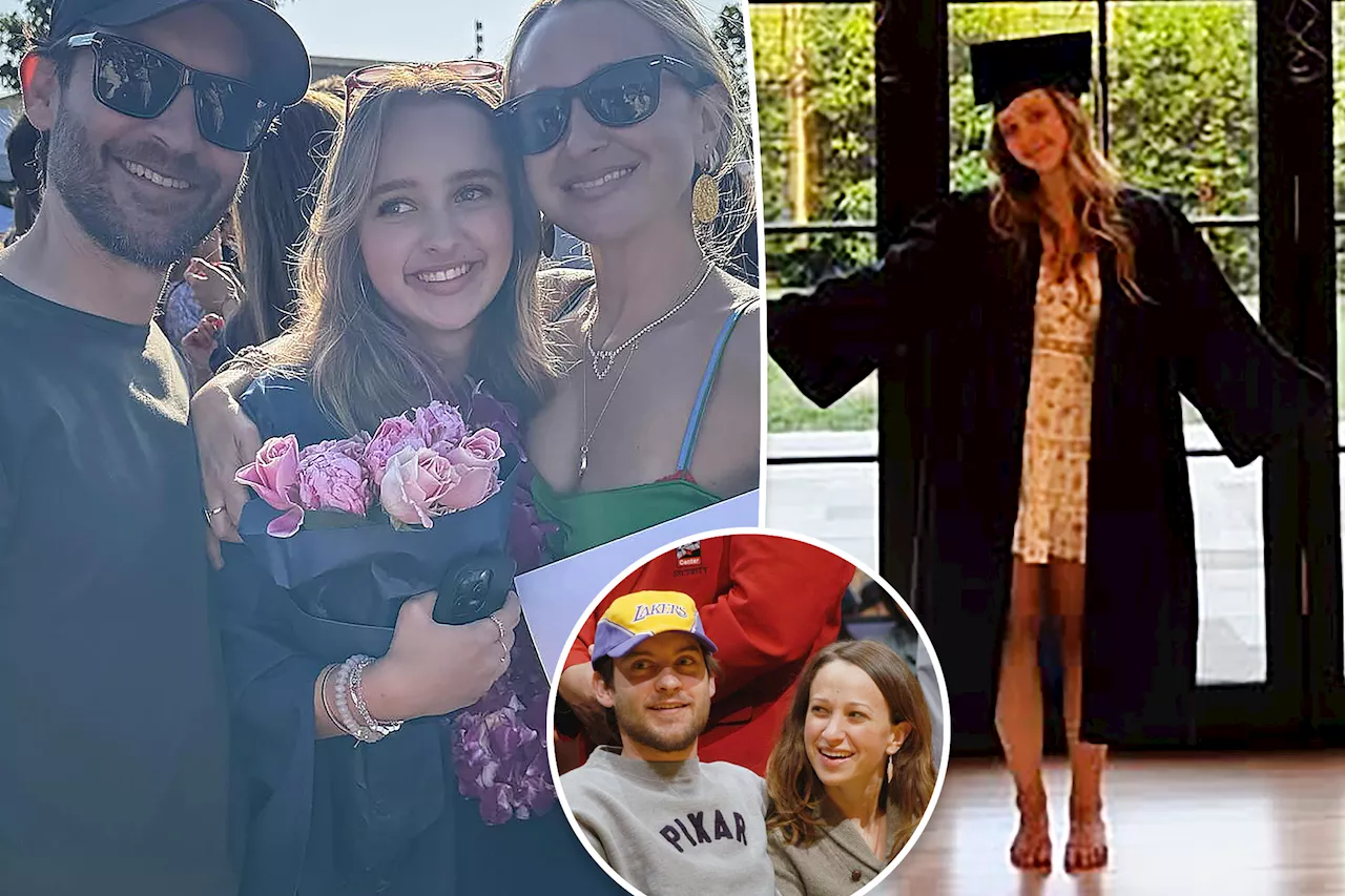 Exes Tobey Maguire and Jennifer Meyer reunite for daughter Ruby's high school graduation
