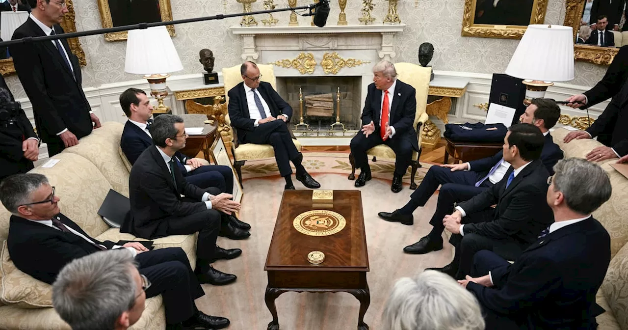 Trade tensions simmer under surface of cordial White House meeting between Trump and Merz