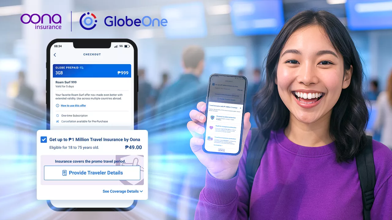 Oona Travel Insurance bundled with Globe prepaid roaming promos