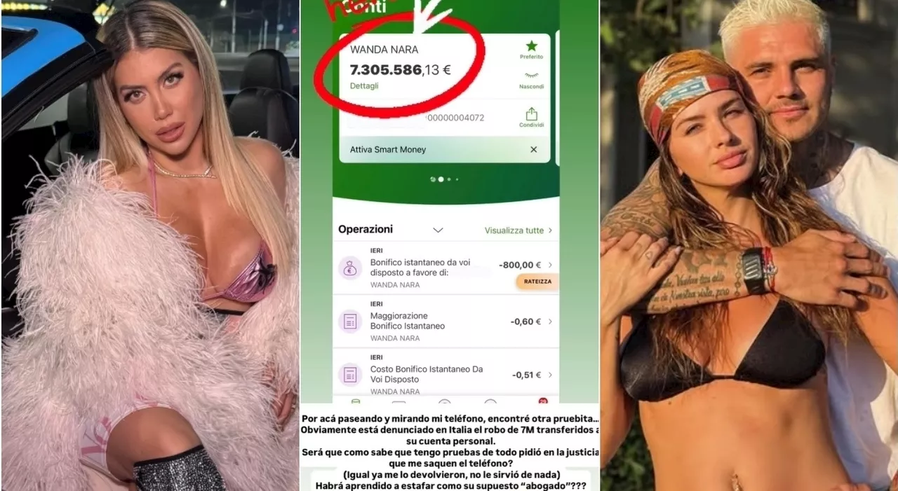 Wanda Nara e Mauro Icardi, scontro totale: lui mostra il conto in banca dell'ex moglie, lei lo denuncia