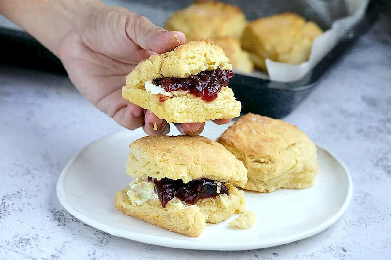 These Southern-style buttermilk biscuits are golden and flaky, with just a touch of honeyed sweetness