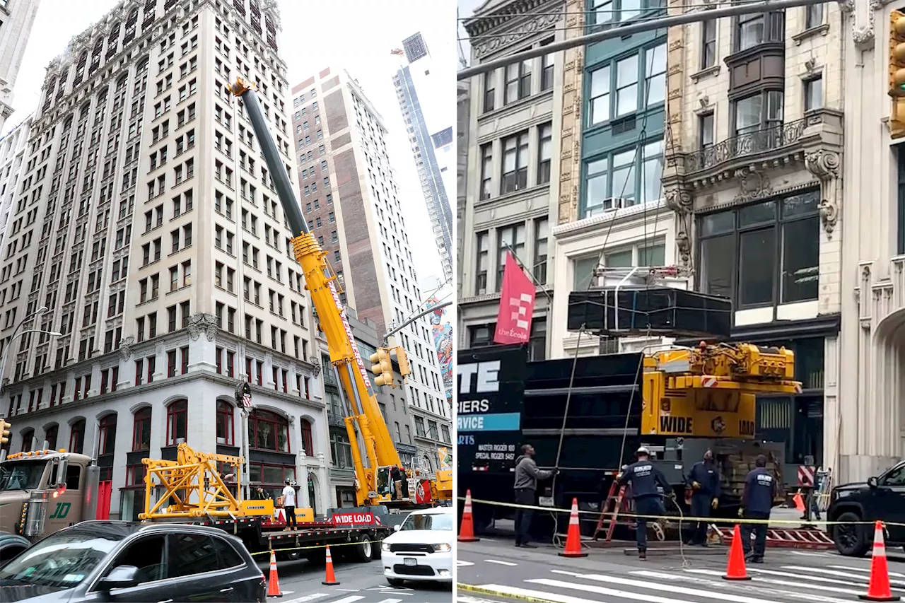 Video shows crane delivers Jeff Bezos' furniture to penthouse after billionaire closes down 5th Ave