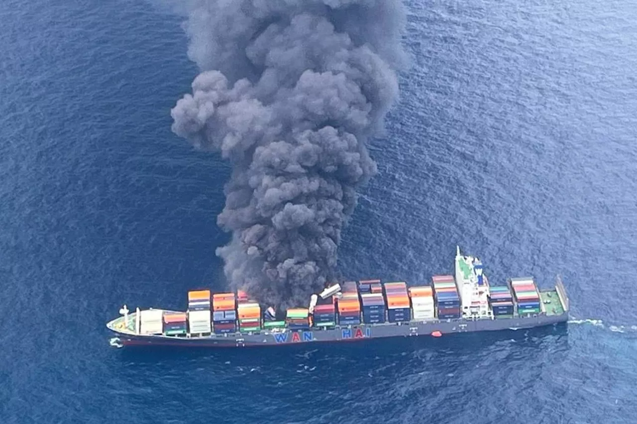 Explosion and fire hit Singapore-flagged container ship off southern Indian coast