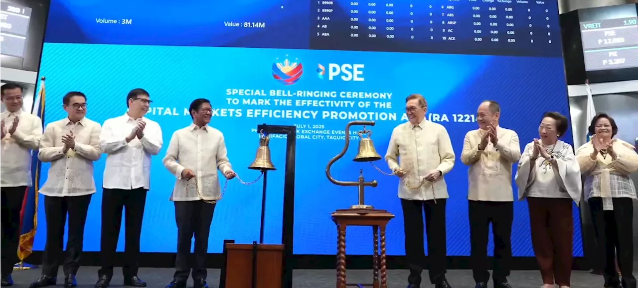 Marcos touts benefits of CMEPA Law at PSE bellringing event