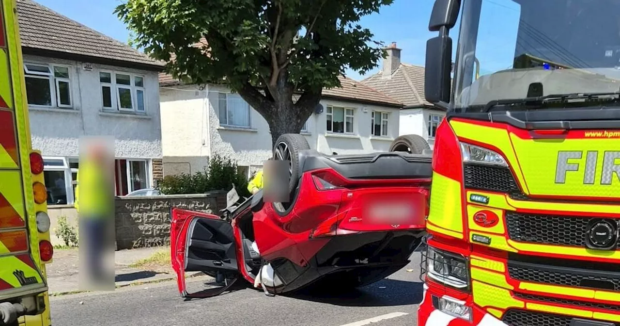 Shocking photos show aftermath of roll-over crash in Dublin