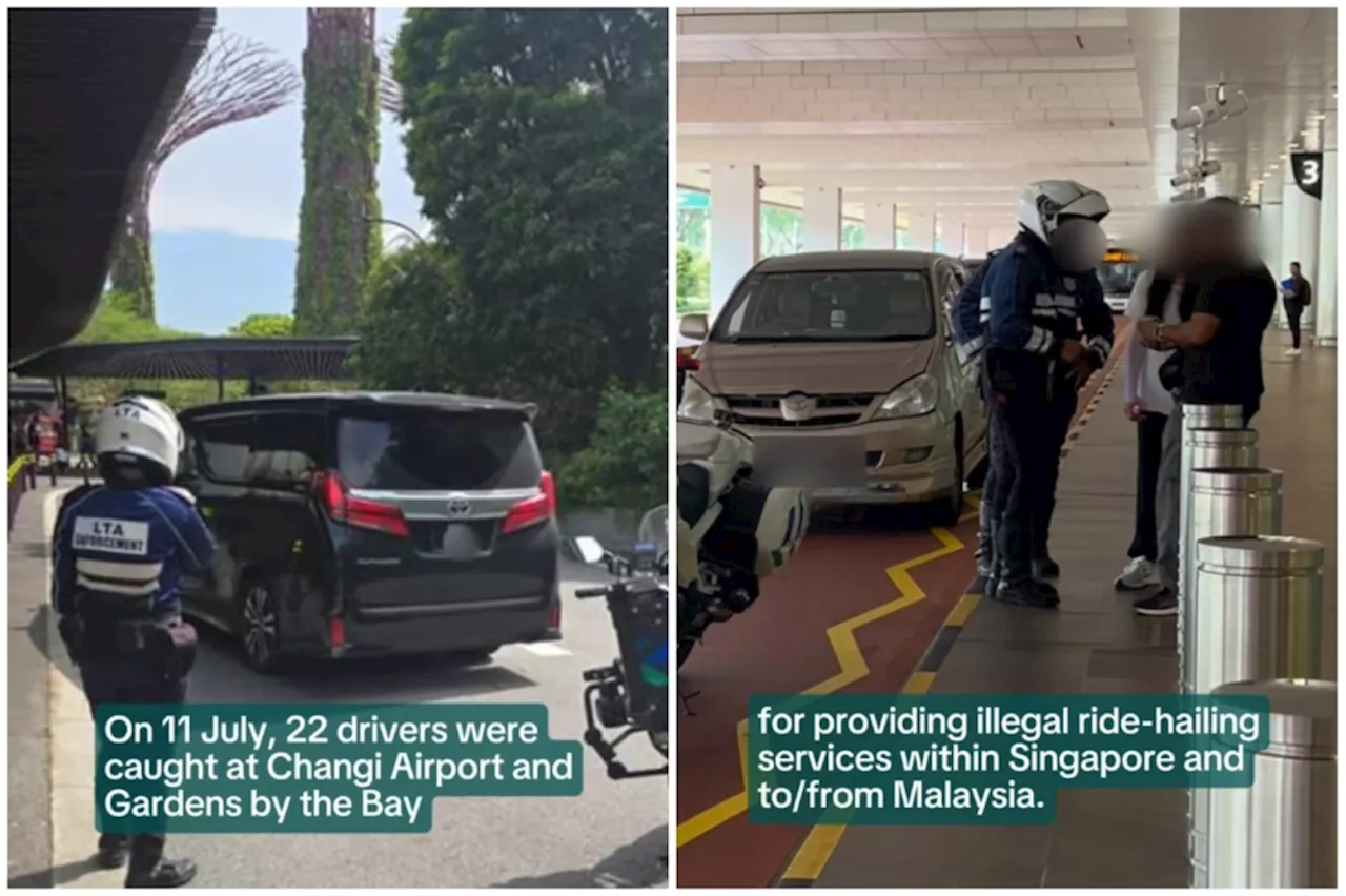 Singapore cracks down on illegal ride hailing at Changi and Gardens by the Bay, 22 drivers caught for offering ride to Malaysia