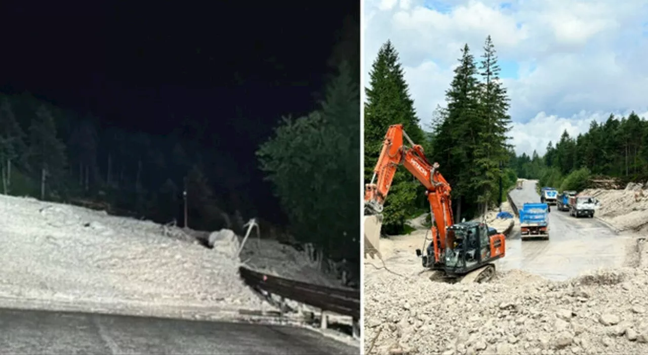 Maltempo, frana a San Vito di Cadore nella notte: fango e detriti sull'Alemagna: strada chiusa e traffico bloc