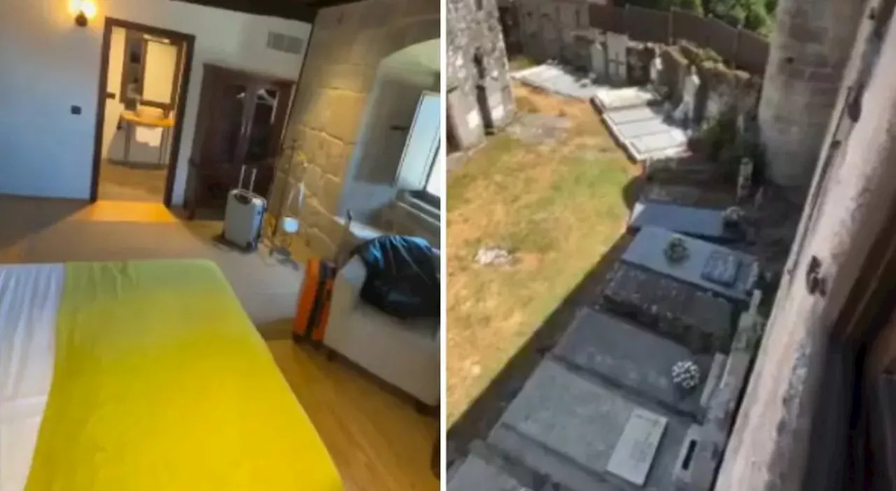 Prenotano una stanza per la vacanza ma arrivano e scoprono che è vista cimitero. Il video virale sui social