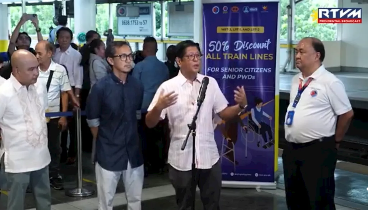 Marcos gives 50% fare discounts to seniors, PWDs in MRT, LRT