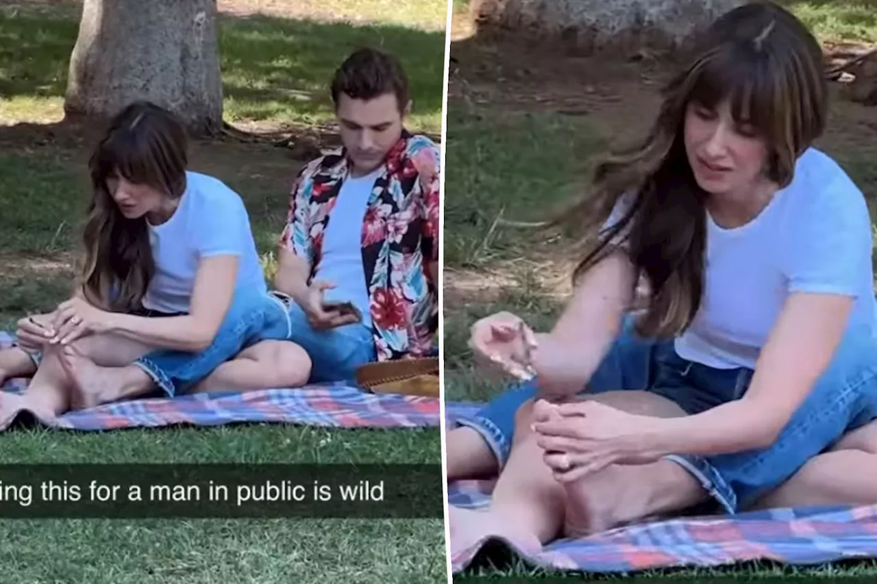 Alison Brie cuts Dave Franco's toenails in public park -- and fans have thoughts on 'TMI' video