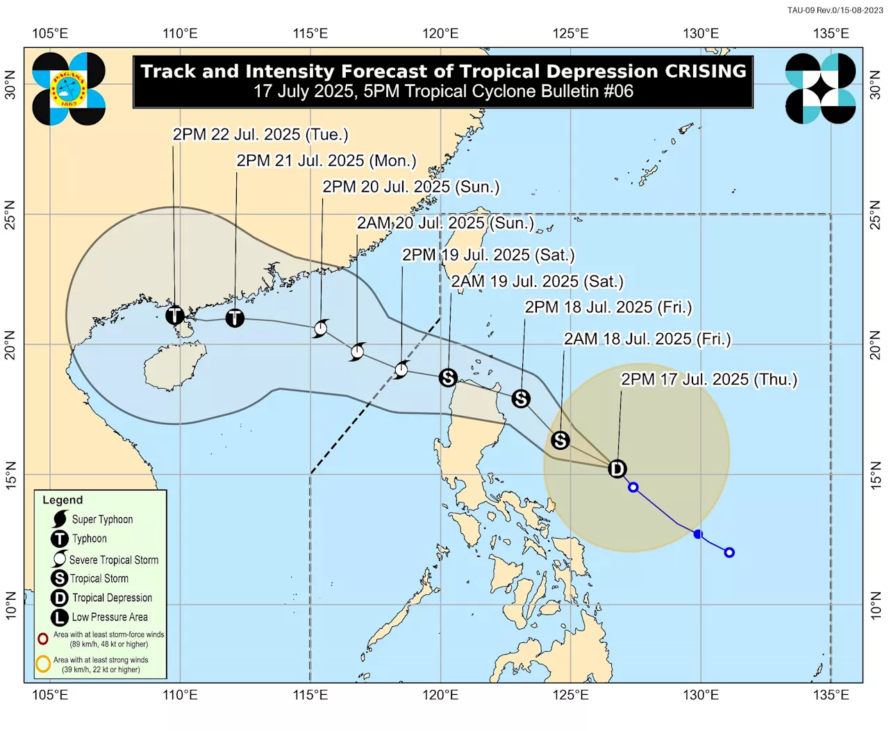 19 areas under Signal No. 1 as Crising keeps strength