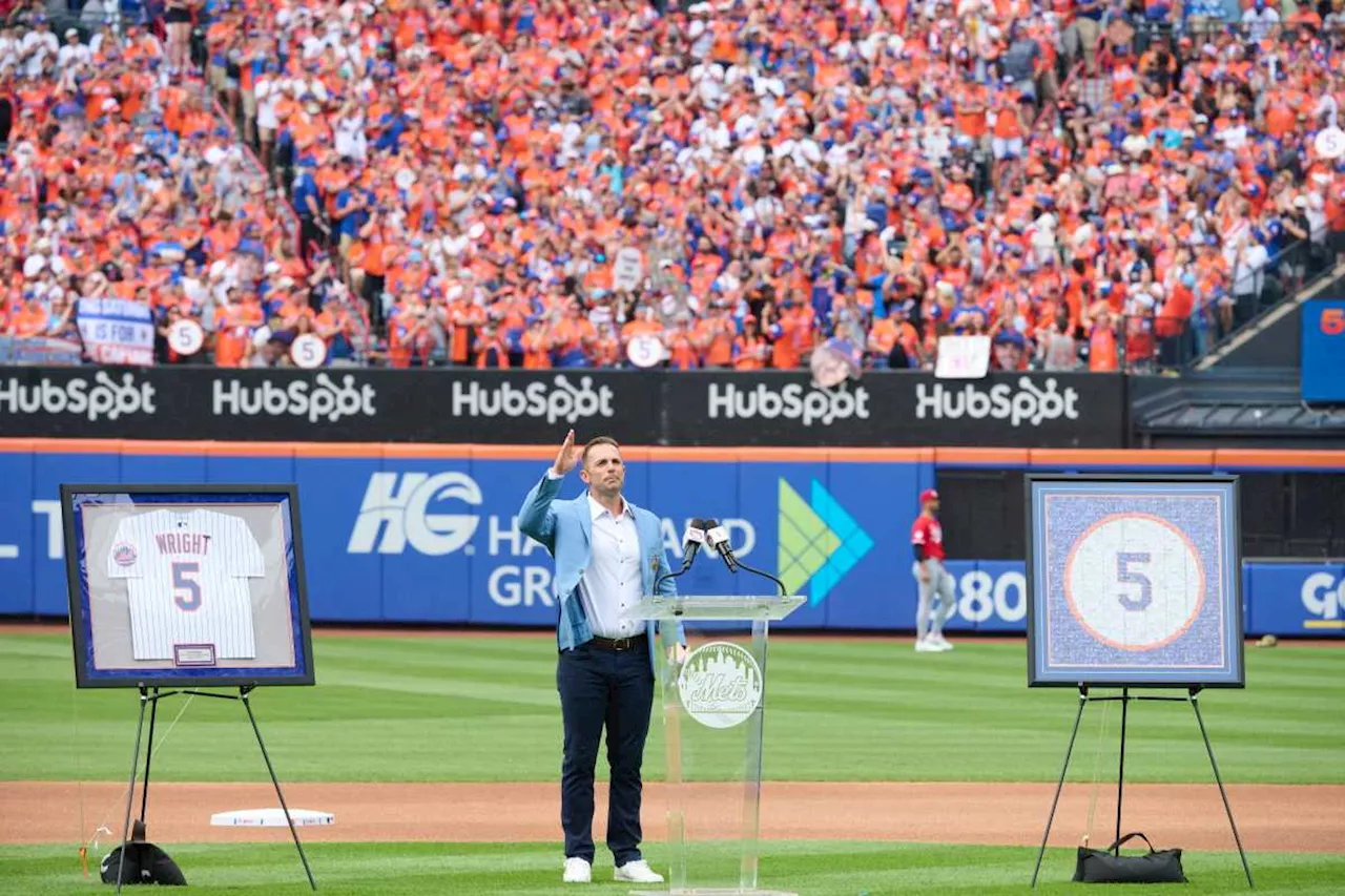 Emotional David Wright joins Mets elite with No. 5 jersey retirement