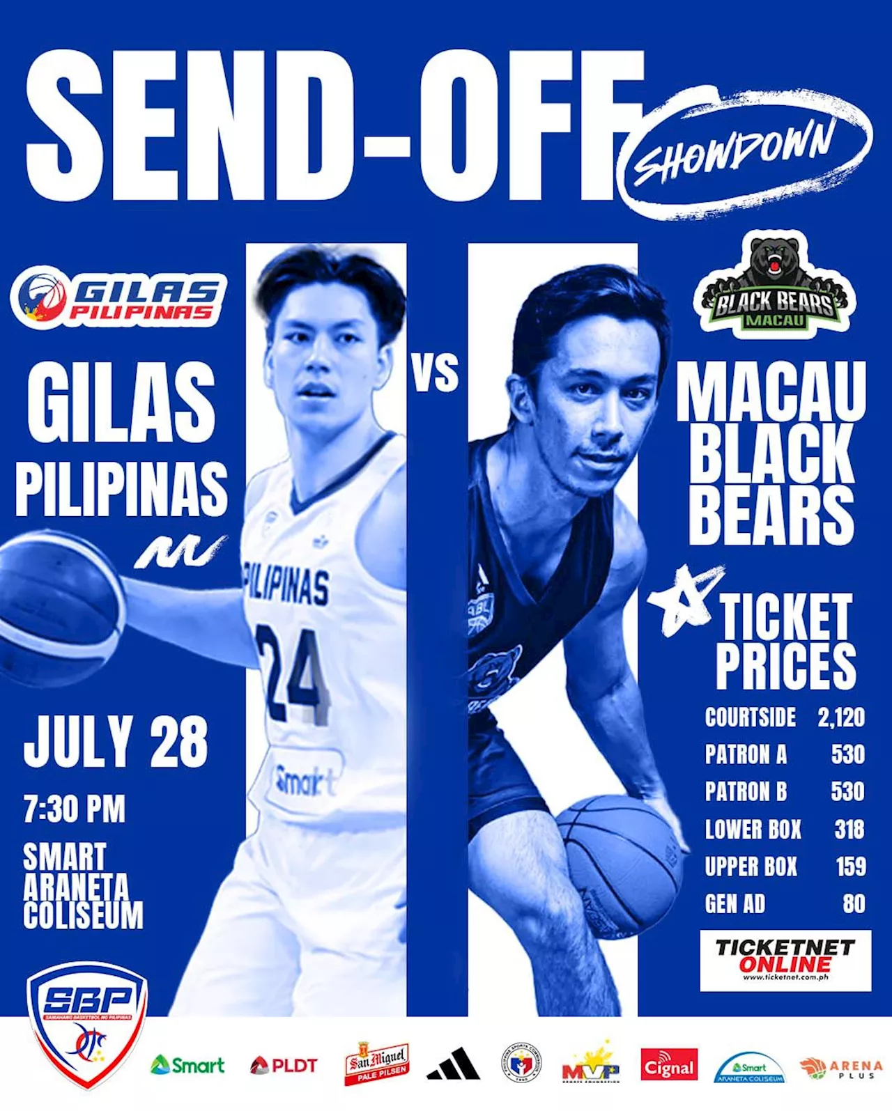 Gilas Pilipinas to play Macau Black Bears at the Smart-Araneta Coliseum
