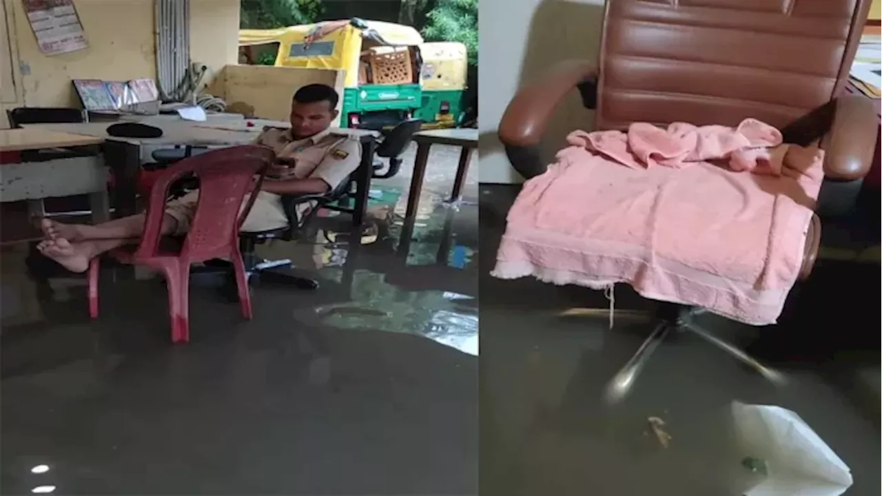 Bihar Police का नाथनगर थाना पानी-पानी... थानाध्यक्ष के कमरे में कुछ यूं तैर रहे कुर्सी-टेबल; Bhagalpur News