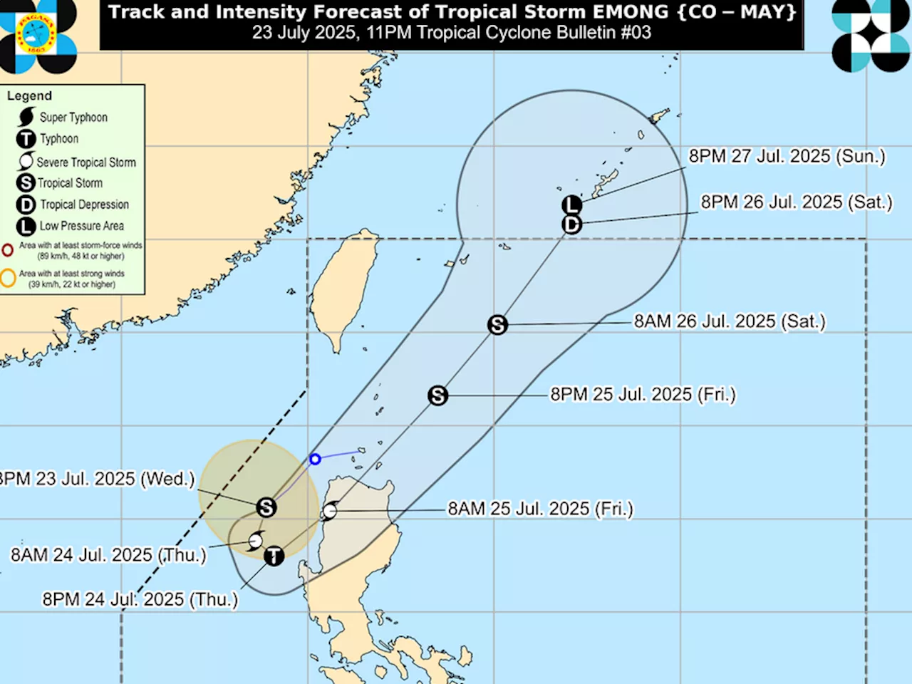 Emong has 5 Pangasinan towns under Signal No. 2
