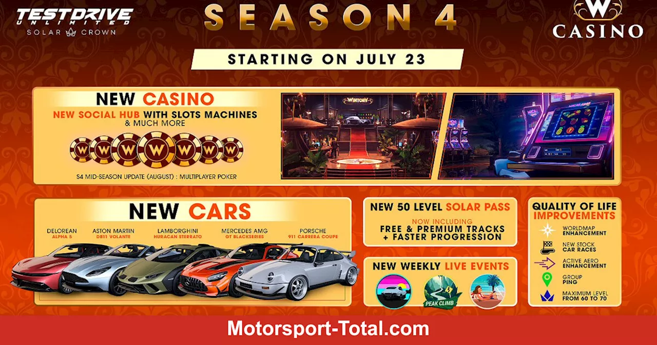 Test Drive Unlimited Solar Crown: Saison 4 mit Kasino und vielen Verbesserungen