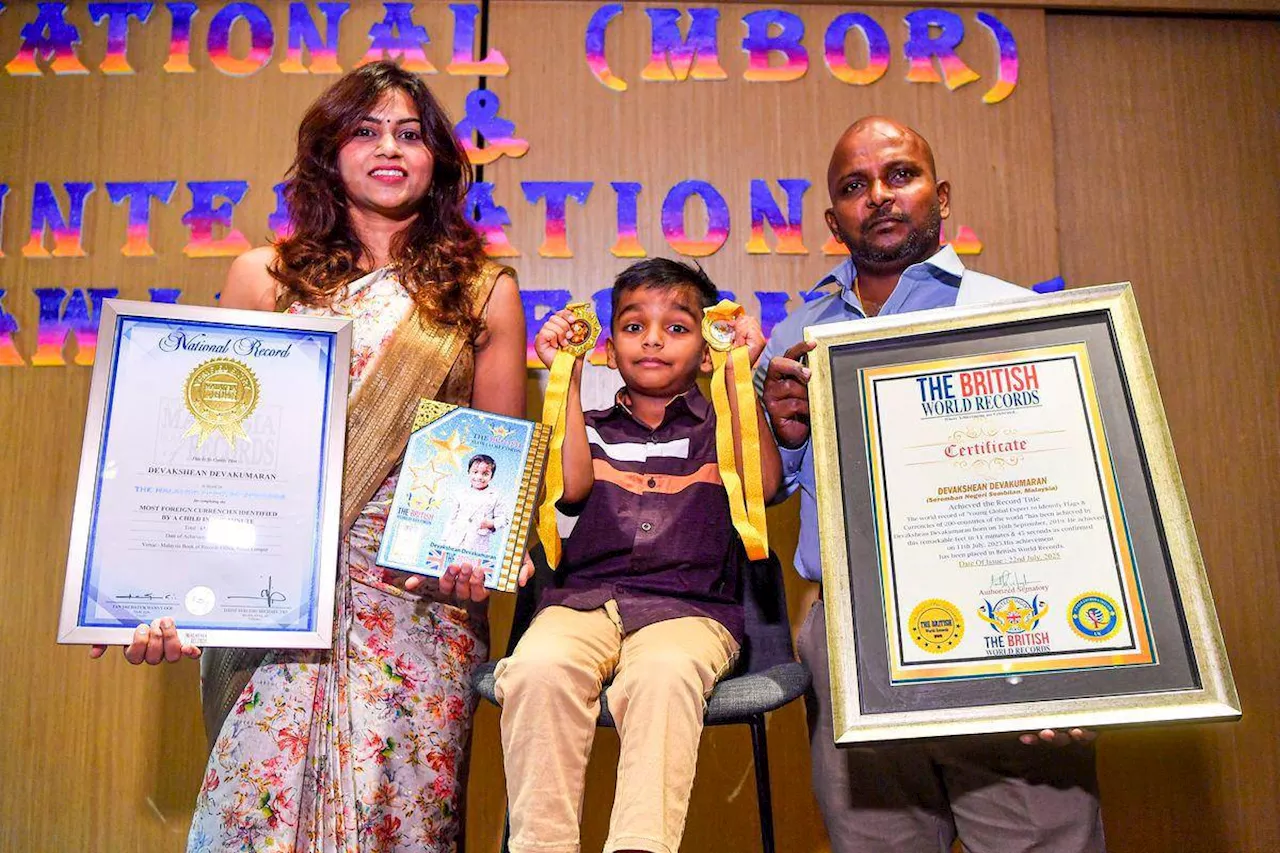 Six-year-old boy sets MBR record by identifying 65 currencies in a minute