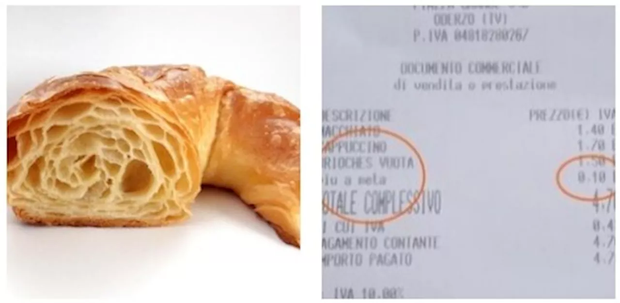 Si fa tagliare un croissant a metà e trova sullo scontrino 10 centesimi in più: la pasticceria travolta da…