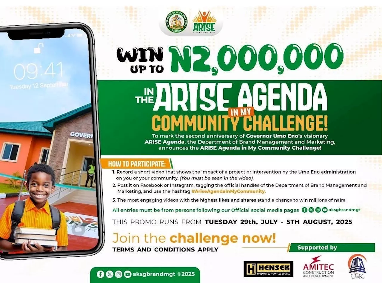 You can win N2m by posting video of Gov Eno’s administration’s impact