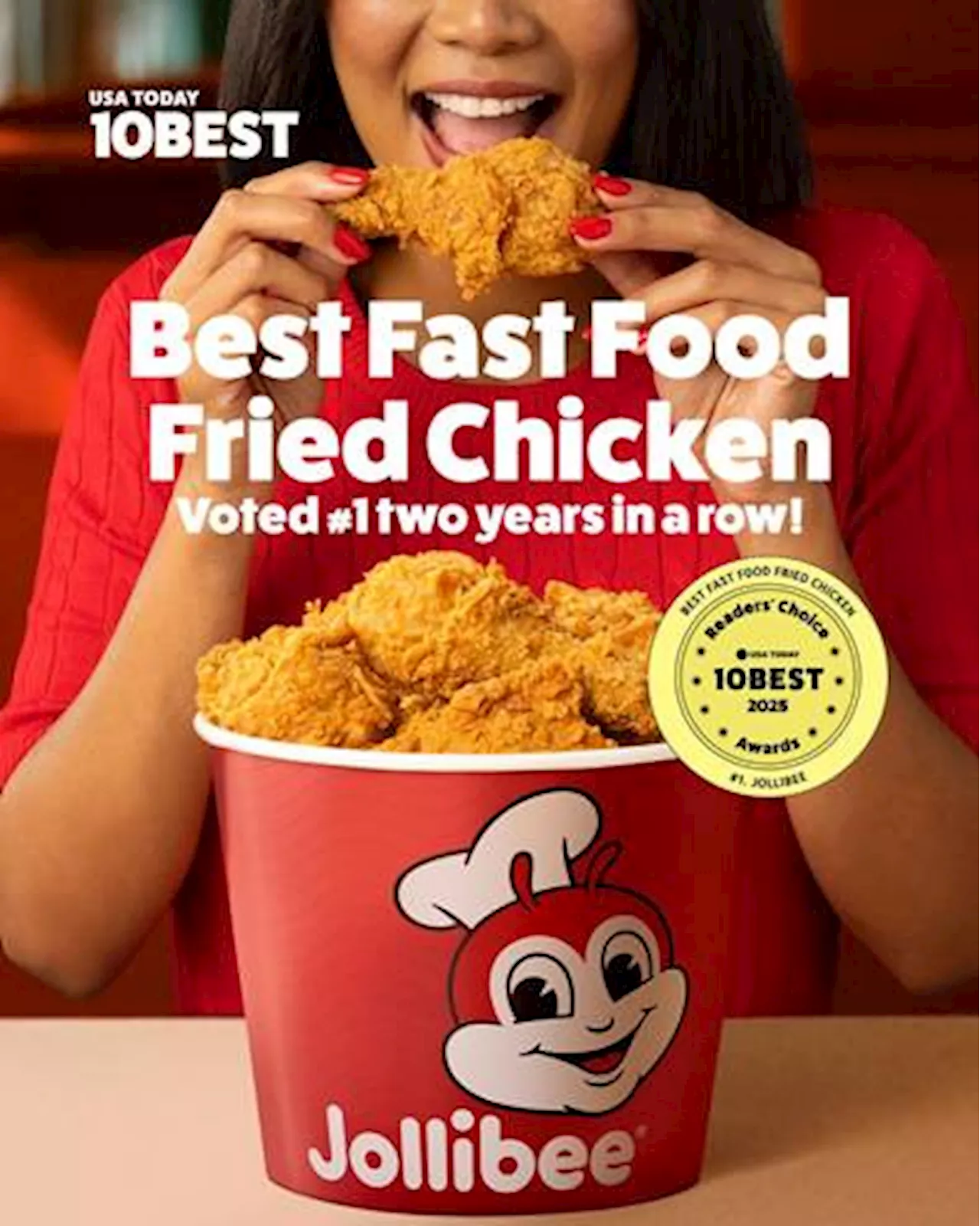 Jollibee Chickenjoy back-to-back #1 Best Fast-Food Fried Chicken by USA TODAY
