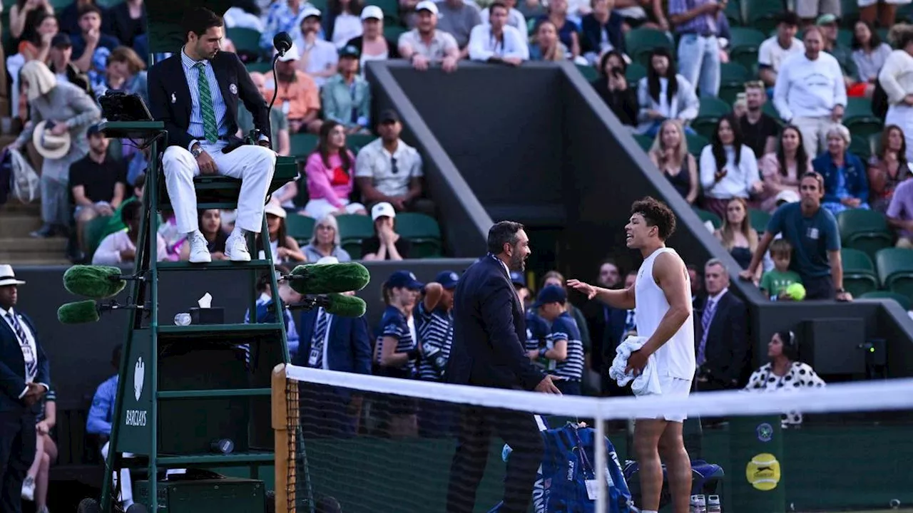 Ben Shelton rages as Wimbledon match stopped one game away from victory against Aussie Rinky Hijikata