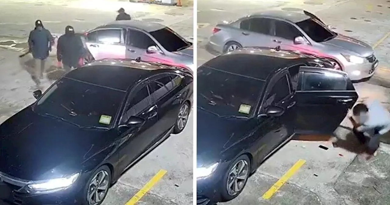 Masked Men with Parangs Allegedly Try to Rob Car at Johor Gas Station, Flee After Passengers Open Fire