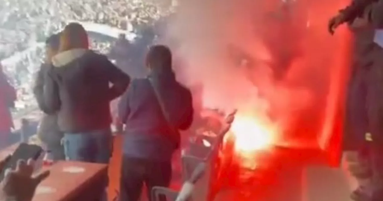 Cayó una bengala en el palco de prensa del Centenario: un oficial herido