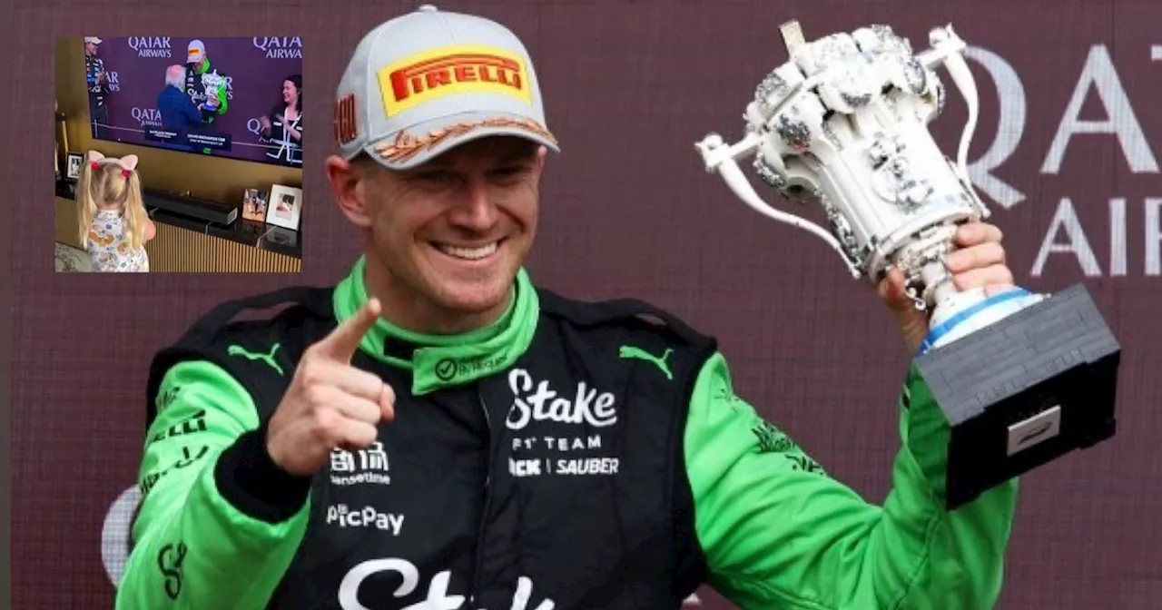 La tierna reacción de la hija de Hulkenberg y el alocado festejo que prometió el piloto por su podio en Silverstone