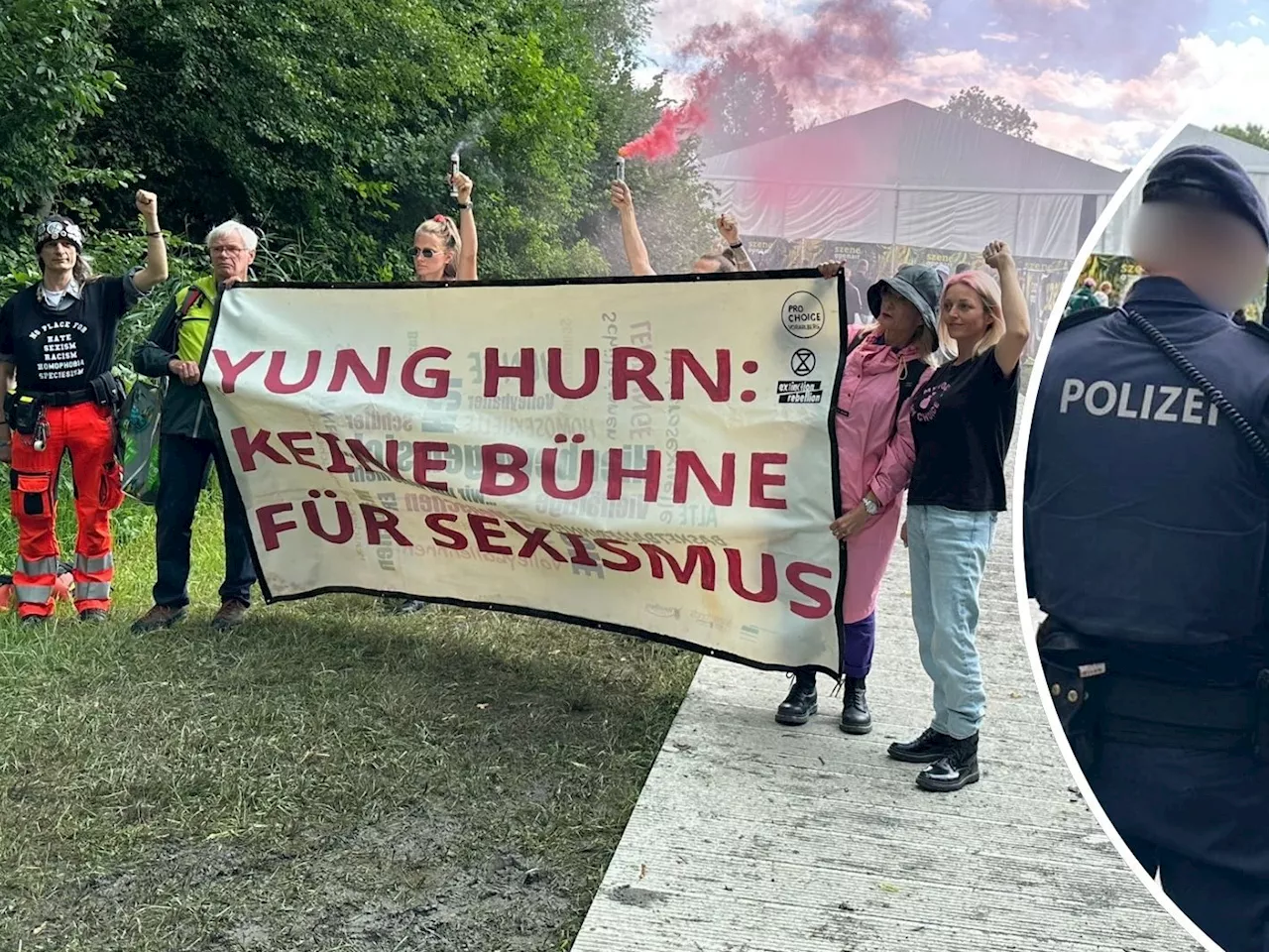 Protest gegen Yung Hurn beim Szene Openair