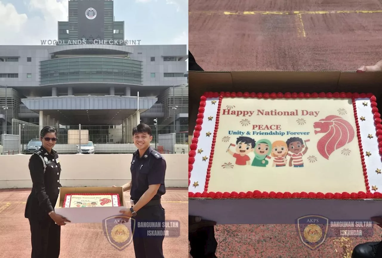 Malaysian border agency sends cake to its counterpart across the Causeway to celebrate Singapore's National Day