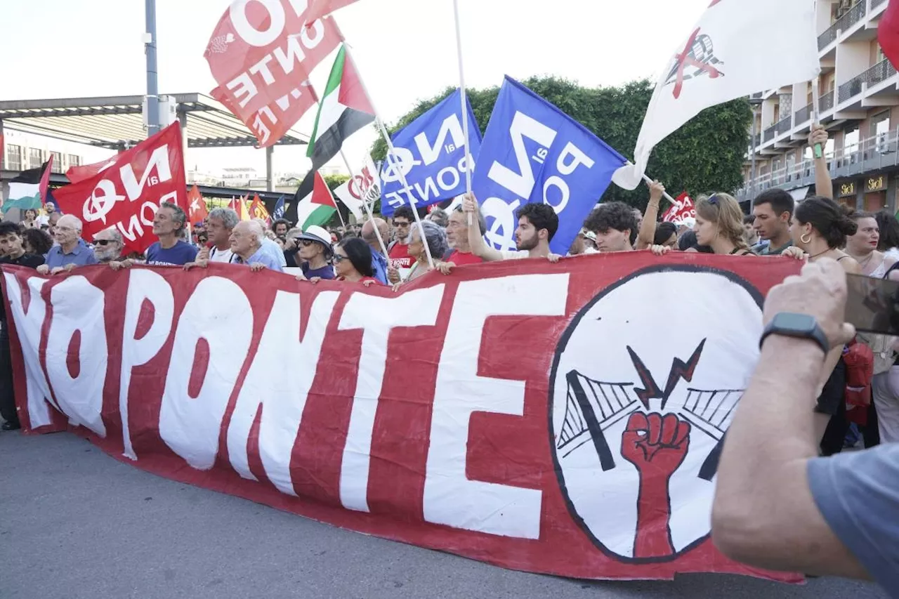 Thousands protest against plans for world's longest suspension bridge in Sicily