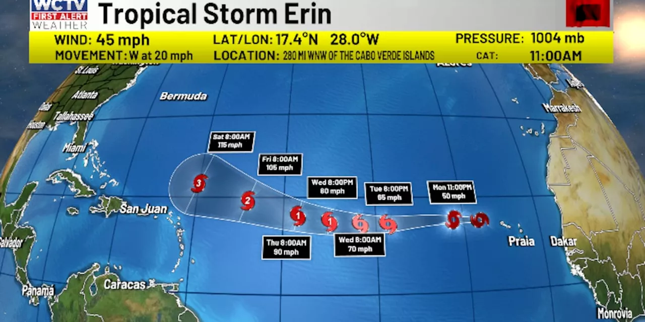 Tropical Storm Erin forms in eastern Atlantic