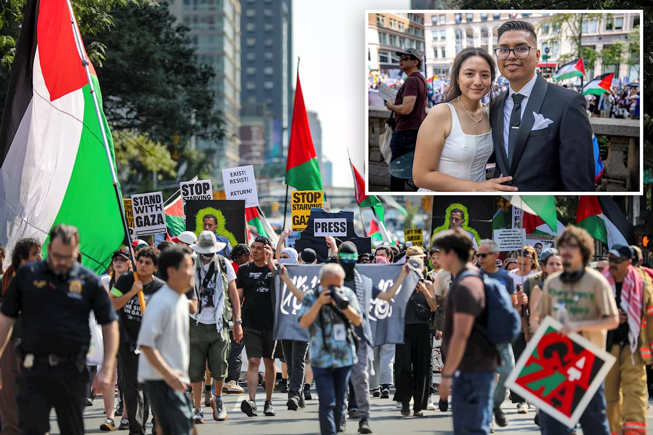 Couple gets married in midst of wild anti-Israel protest in NYC: 'Nothing can stop love'