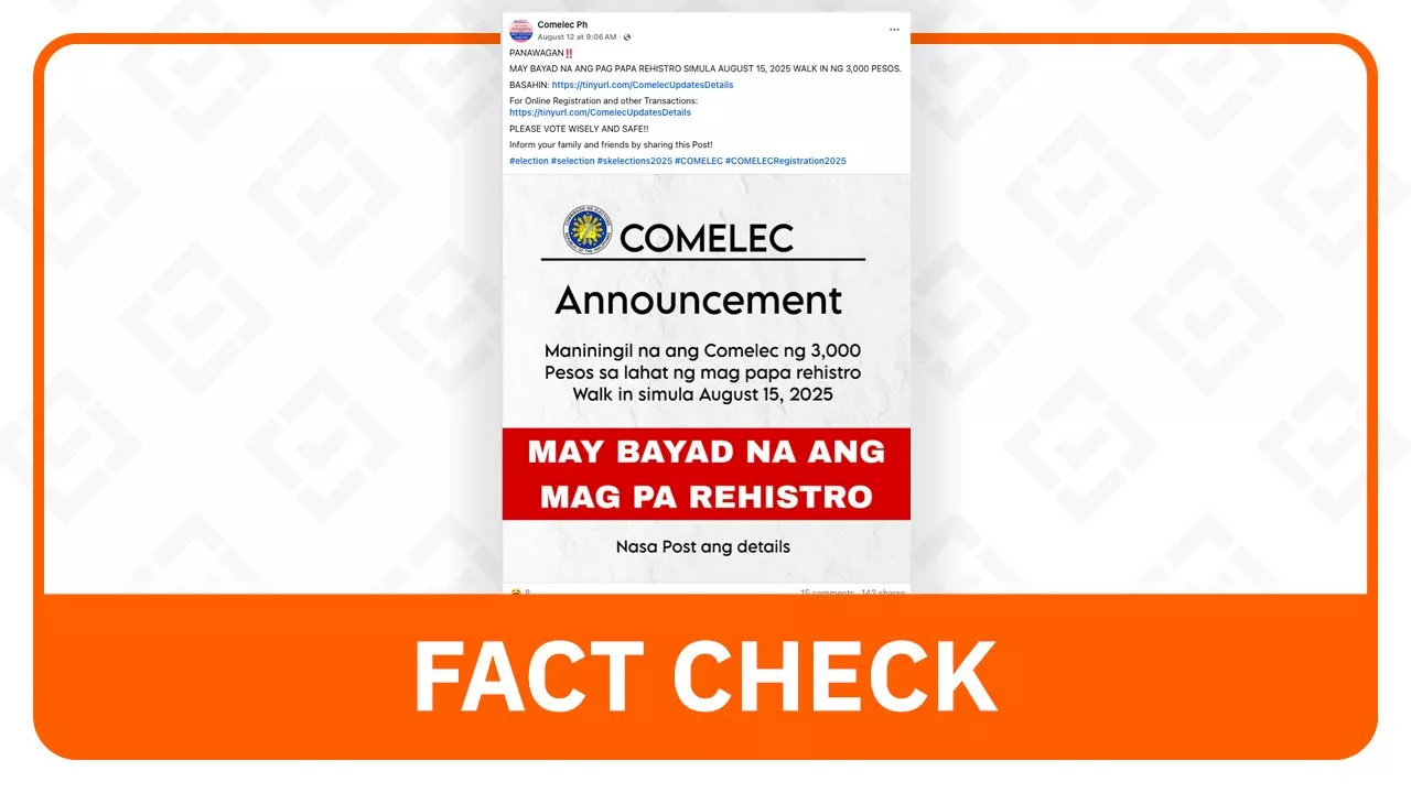 FACT CHECK: No fee for ‘walk-in’ voter registration