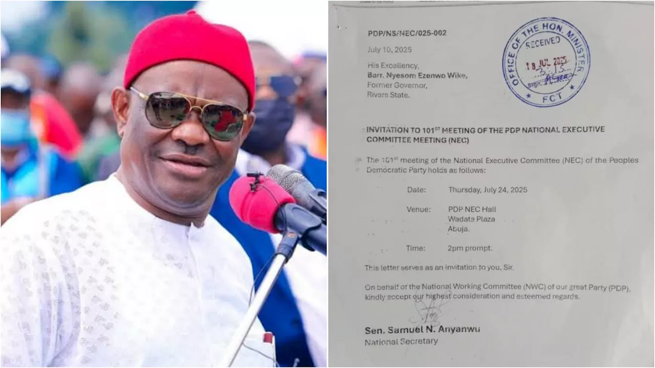 JUST IN: Document Exposes Wike’s False Claim on PDP NEC Meeting, Ibadan Convention