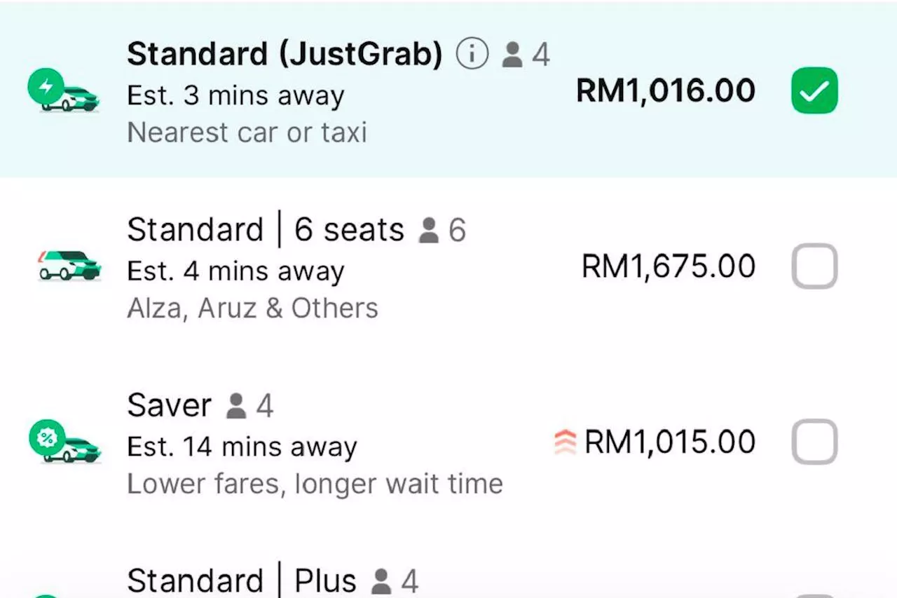 Grab glitch shows RM1,500 fares, users react with shock & memes
