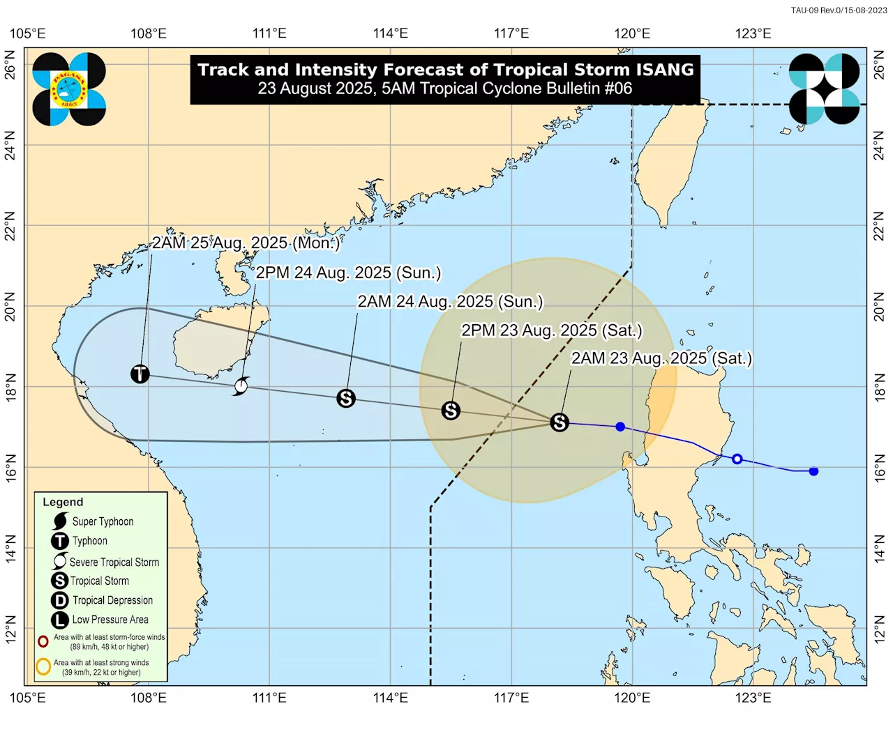 Isang develops into tropical storm; Signal No. 1 in 13 areas
