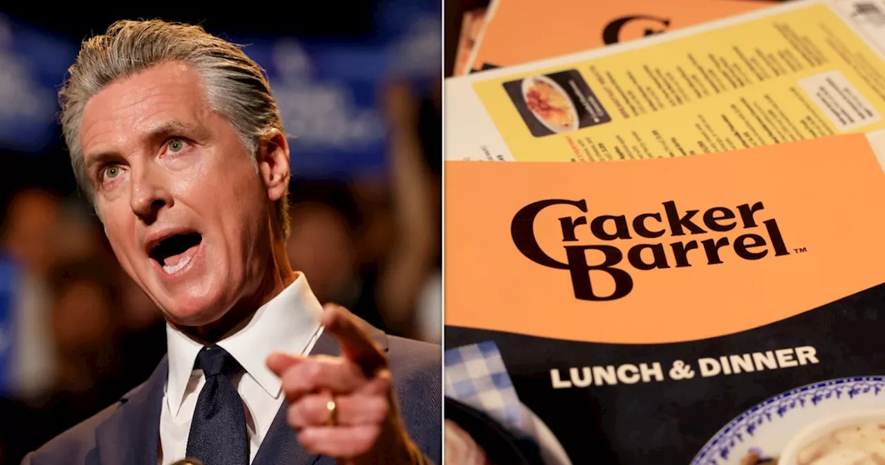 Newsom Mocks MAGA's Outrage Over Cracker Barrel's New Logo