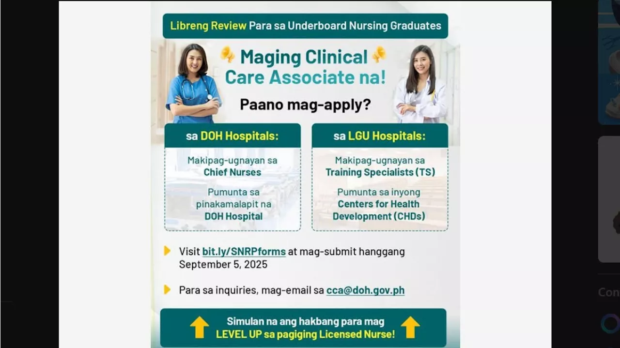 DOH encourages underboard nurses to take free nursing review program