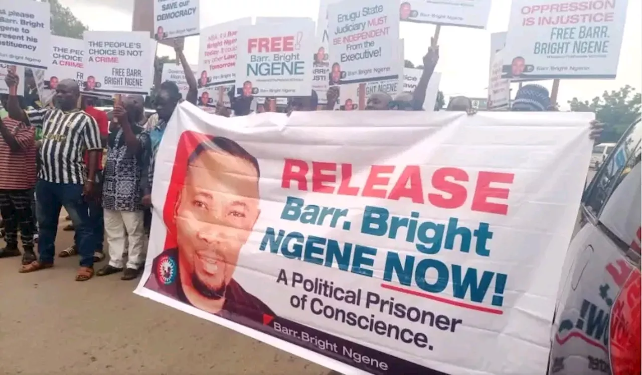 JUST IN: Protesters storm NBA conference over assembly member-elect jailed in Enugu