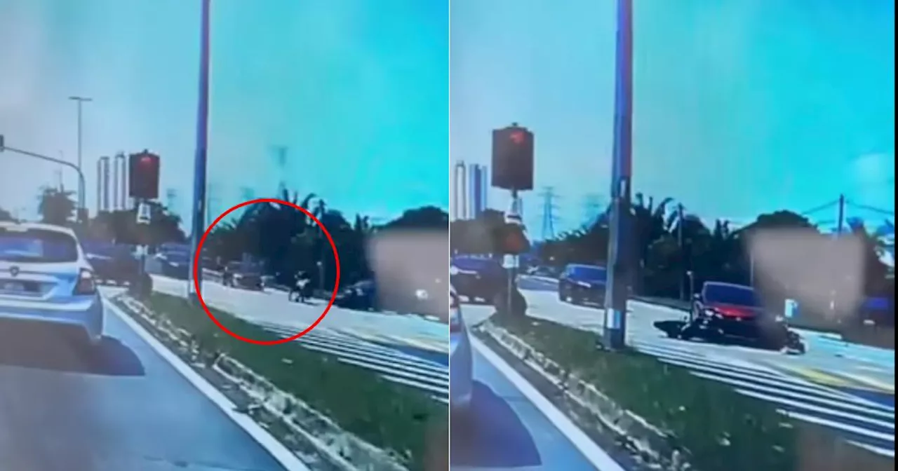 Video Shows Myvi Running Red Light Before Crashing Into Couple On Motorcycle In Kajang